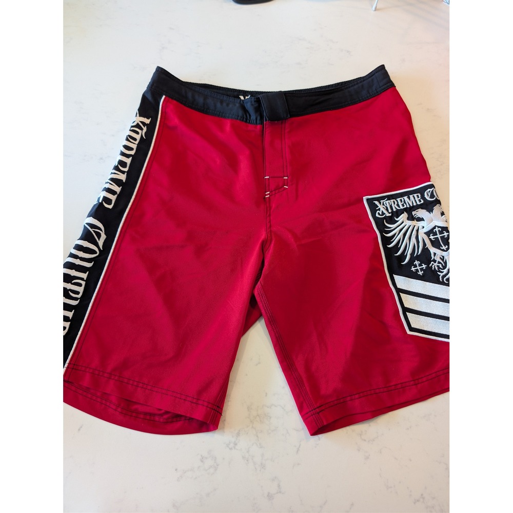 Xtreme Couture MMA Fight Shorts Mens 36 Red Black Y2K Randy Couture Style X639